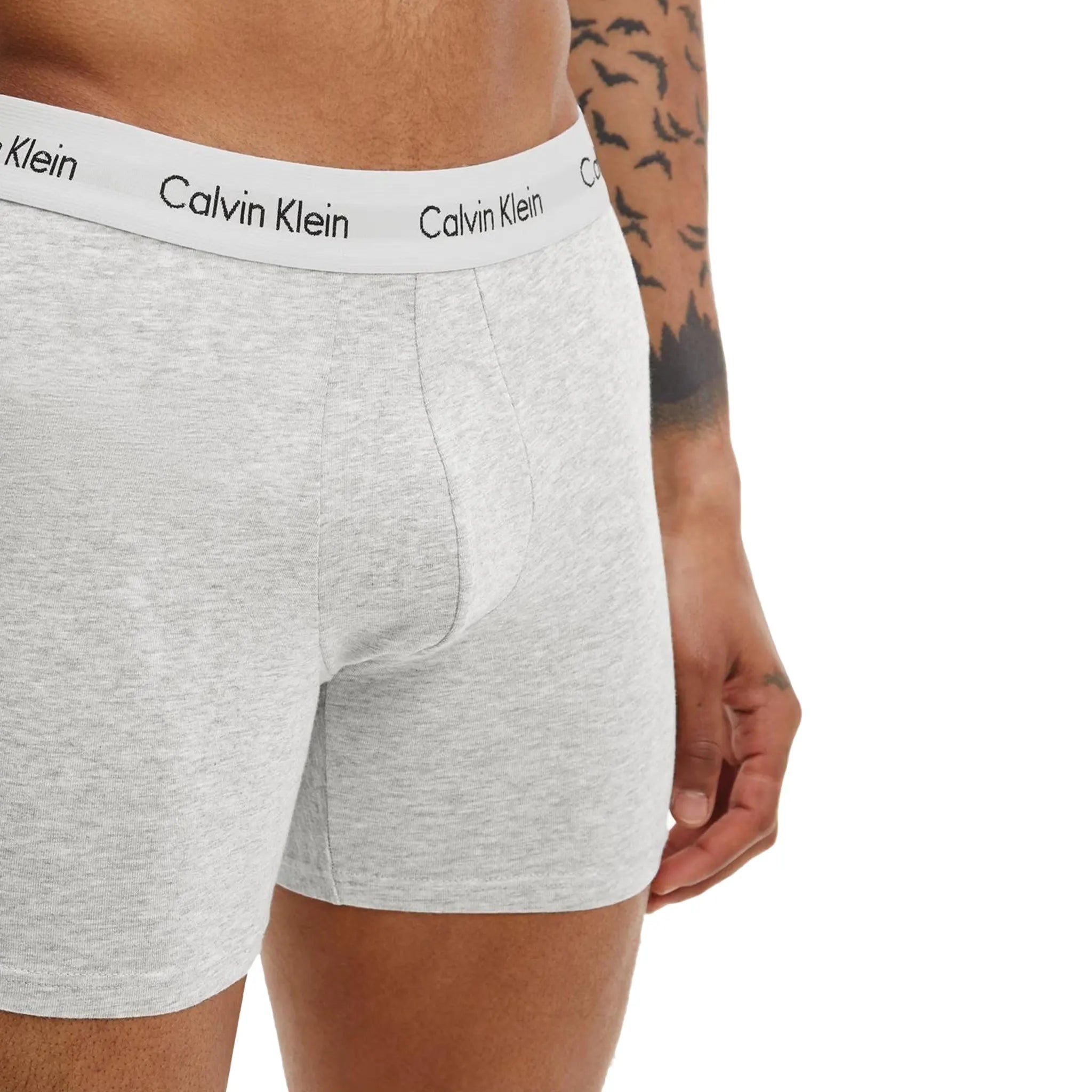 Grey Detail view of Calvin Klein 3 Pack White Black Grey Boxer Briefs